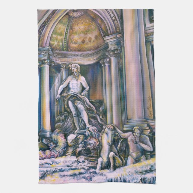 Fontana Di Trevi, Roma Tea Towel (Vertical)