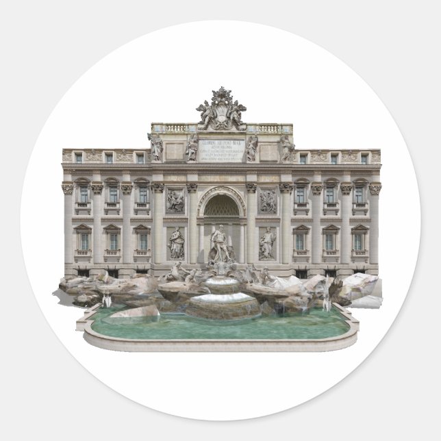 Fontana di Trevi: Trevi Fountain: 3D Model: Classic Round Sticker (Front)
