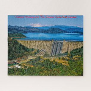 Fontana Falls North Carolina. Christmas Greetings Jigsaw Puzzle