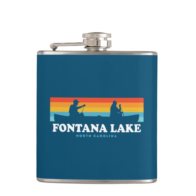 Fontana Lake North Carolina Canoe Hip Flask (Front)