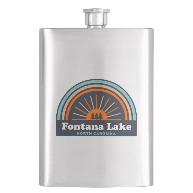 Fontana Lake North Carolina Rainbow Hip Flask (Front)