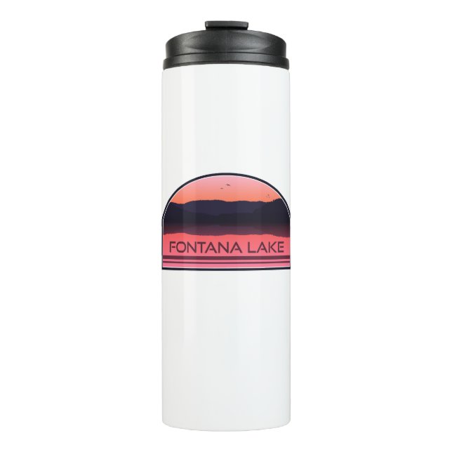 Fontana Lake North Carolina Red Sunrise Thermal Tumbler (Front)