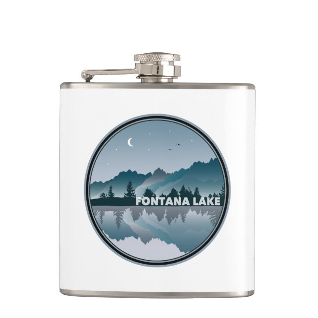 Fontana Lake North Carolina Reflection Hip Flask (Front)