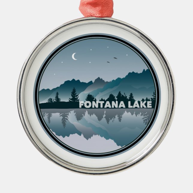 Fontana Lake North Carolina Reflection Metal Tree Decoration (Front)