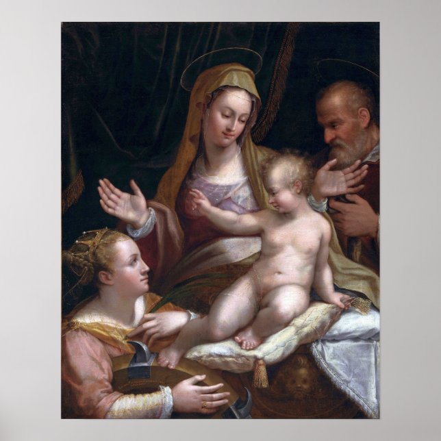 Fontana - The Holy Family With Saint Catherine Of Poster (Front)