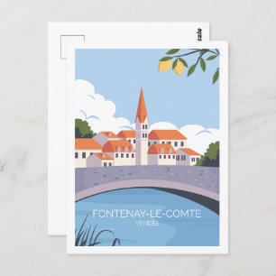 Fontenay le comte Famous Travel Place Illustration Postcard