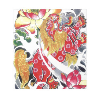 Foo Dog & Lotus Tattoo Design Notepad