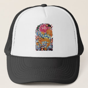 Foo & Sakura Japanese Tattoo Design Trucker Hat