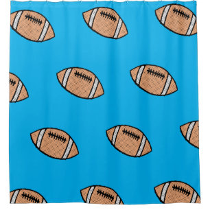 Fooball Pattern On Blue Background Shower Curtain