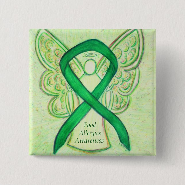 Food Allergies Awareness Angel Green Ribbon Pin (Front)