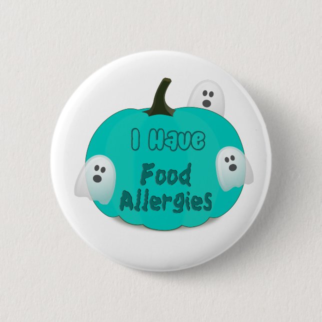 Food Allergies Teal Pumpkin Halloween Button (Front)
