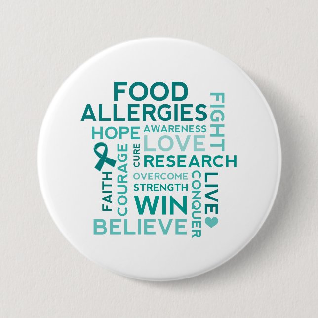 Food Allergies Teal Ribbon 7.5 Cm Round Badge (Front)
