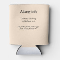 Food allergy alert add name text food items invita