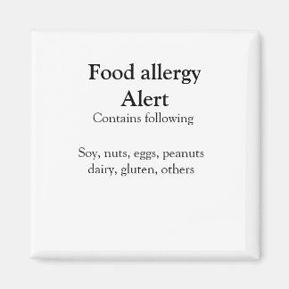 Food allergy alert add name text food items invita magnet