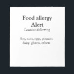 Food allergy alert add name text food items invita notepad<br><div class="desc">Design</div>