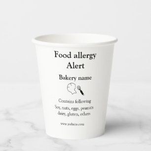Food allergy alert add name text food items invita paper cups