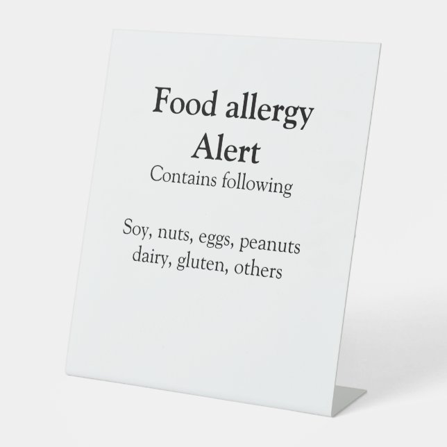Food allergy alert add name text food items invita pedestal sign (Front)