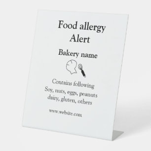 Food allergy alert add name text food items invita pedestal sign
