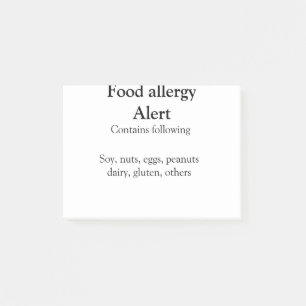 Food allergy alert add name text food items invita post-it notes