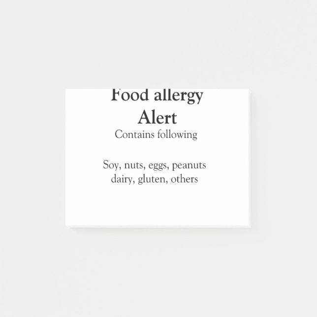 Food allergy alert add name text food items invita post-it notes (Front)