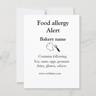 Food allergy alert add name text food items invita postcard
