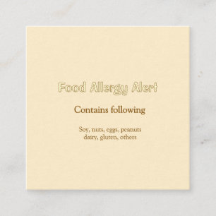 Food allergy alert add name text food items invita square business card