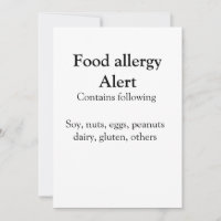 Food allergy alert add name text food items