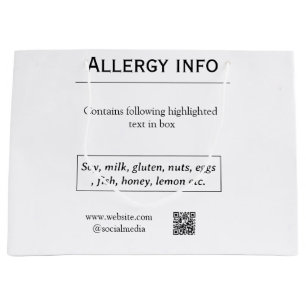 Food allergy alert add name text food items QR Large Gift Bag