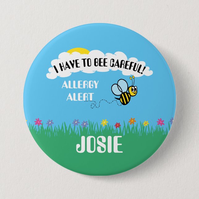 Food Allergy Alert Bumble Bee Button (Front)