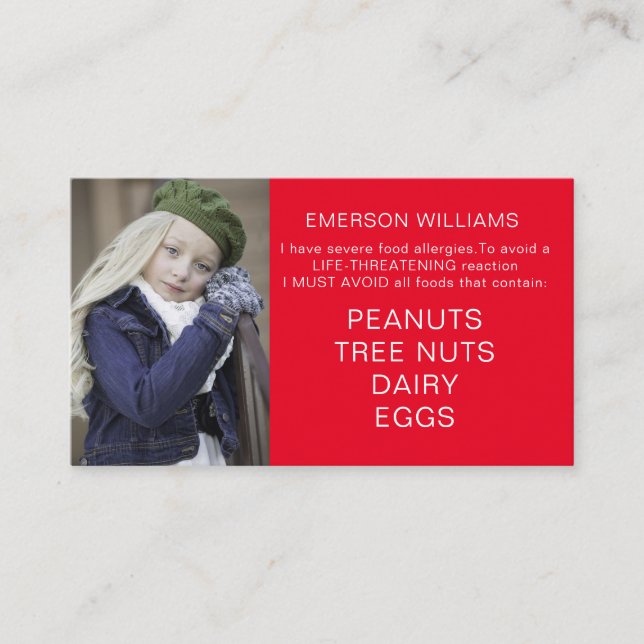 Food Allergy Alert Personalised Chef Playdate Card (Front)
