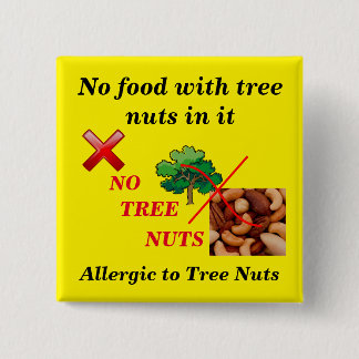 Food Allergy Alert Tree Nut Allergy Yellow 15 Cm Square Badge