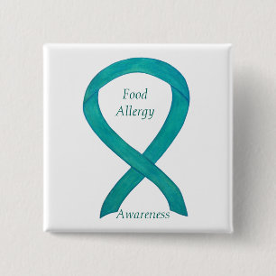 Food Allergy Awareness Green Ribbon Custom Art Pin