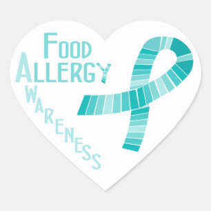 Food Allergy Awareness Heart Teal Ribbon Heart Sticker