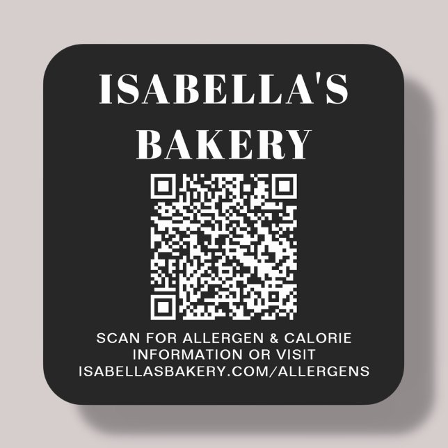 Food Allergy Calorie Information QR Code Square Sticker (Creator Uploaded)
