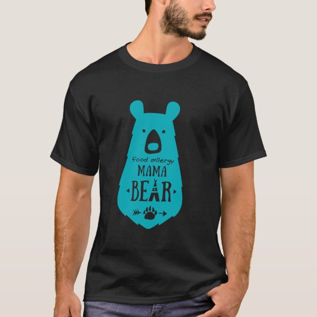 Food Allergy Mama Bear Protective Mama Allergy Awa T-Shirt (Front)