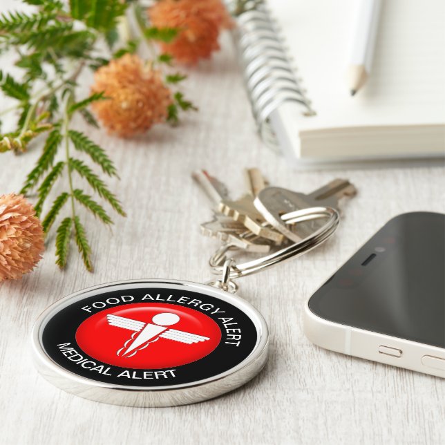 Food Allergy Medical Alert - Button Keychain (Side)