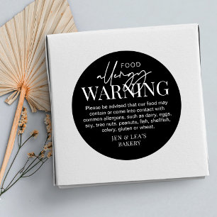 Food Allergy Minimalist Bakery Ingredients Classic Round Sticker