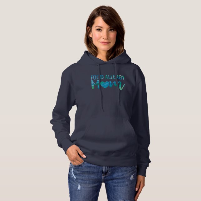 Food Allergy Mum Watercolor Typography Awareness Hoodie (Front Full)