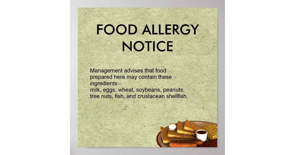 food allergy notice poster zazzle co uk funny kids christmas cards