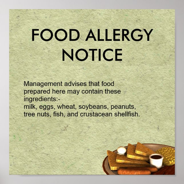 Food Allergy Notice Poster (Front)