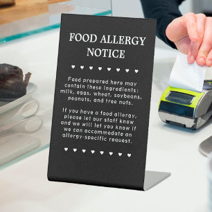 Food Allergy Notice Sign