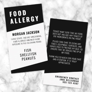 Food Allergy Safety Card
