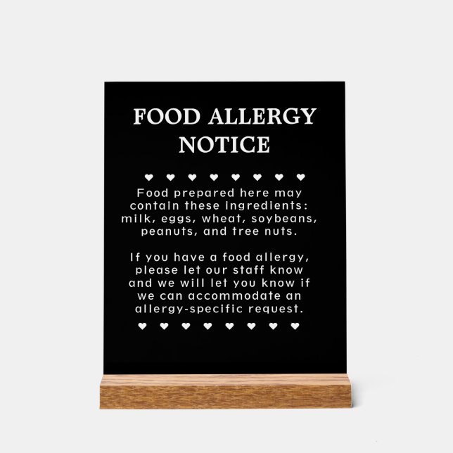 Food Allergy Sign (Front)