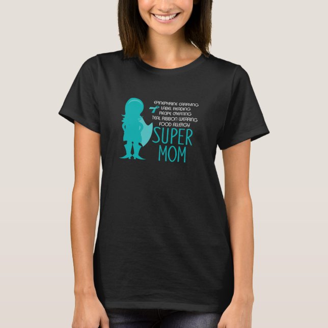 Food Allergy Super Mum Silhouette Superhero T-Shirt (Front)