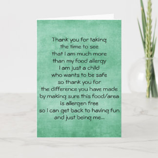 Food Allergy Thank You Card - Blank Inside