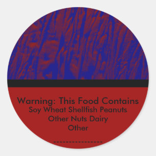 Food Allergy Warning Sticker
