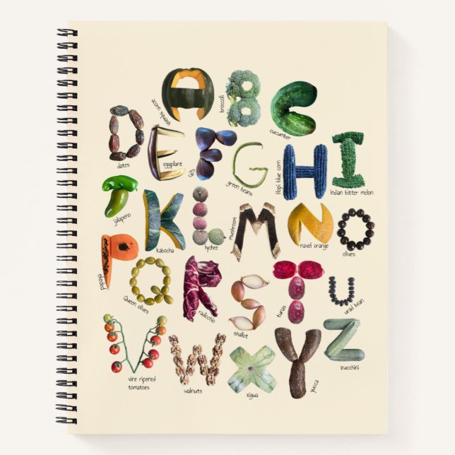Food Alphabet - Eat Healthy Fruits and Veggies  Notebook (Front)