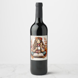 Food and Beverage Label Set featuring a cute girl