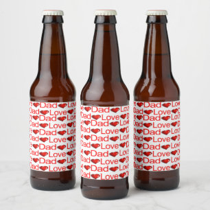 Food and Beverage Label Set Love Dad Beer Bottle