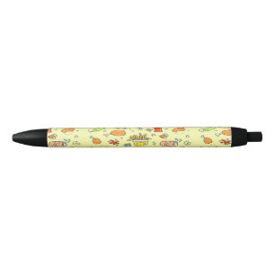 Food and drink pattern black ink pen